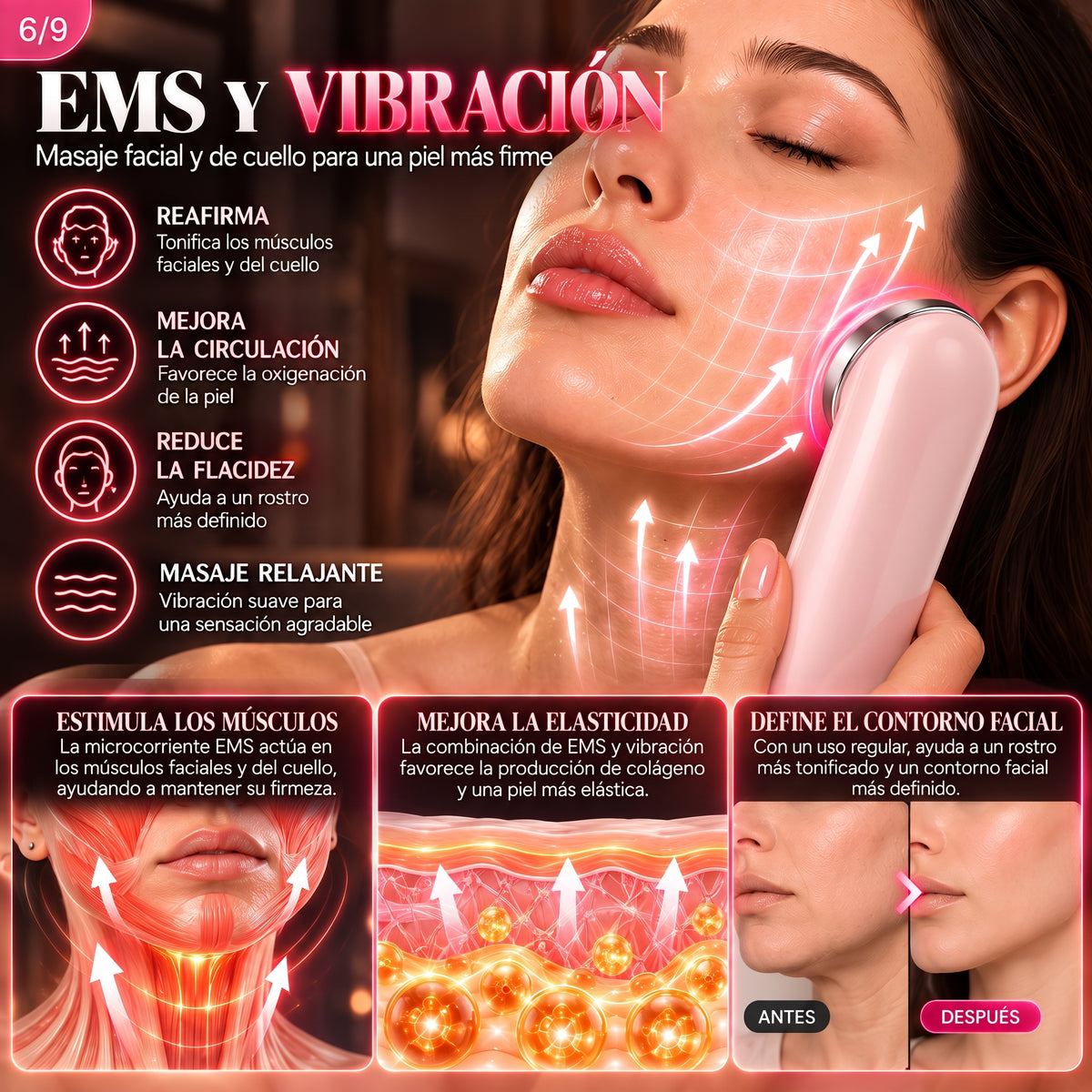 Masaje facial EMS y vibración